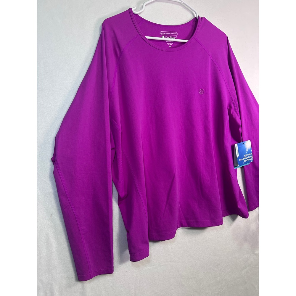 Coolibar Womens 3X Purple Hightide Long Sleeve UPF 50 Swim Shirt Sun Protection - Picture 2 of 11